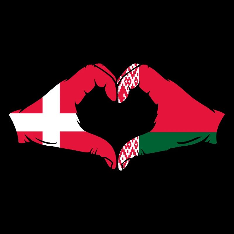 Dänemark Belarus Flagge Hände Herzform