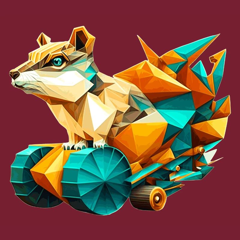 3D kit chipmunk with wheels as polygon