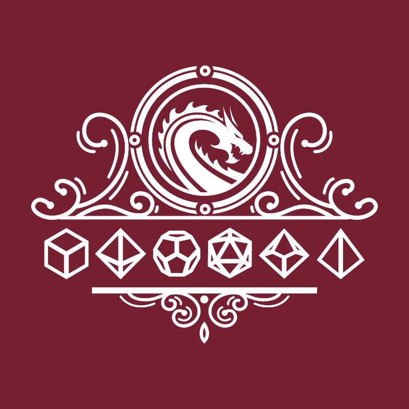 Dragon avec jeu de dés polyédriques RPG sur table