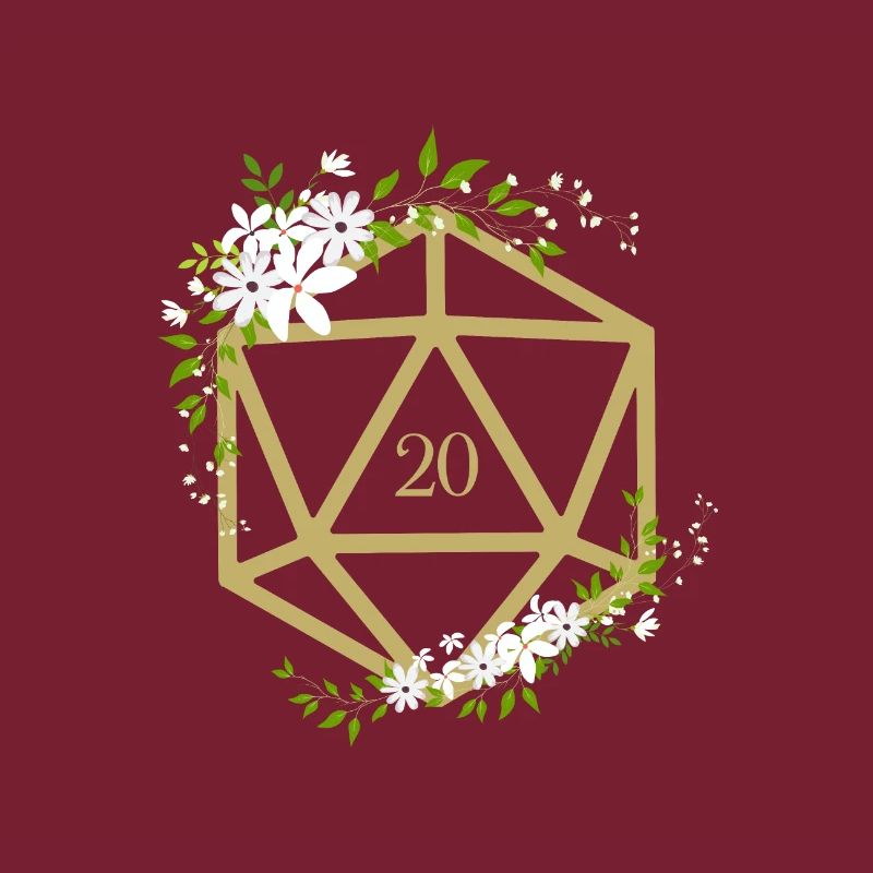Dés polyédriques floraux D20 du druide
