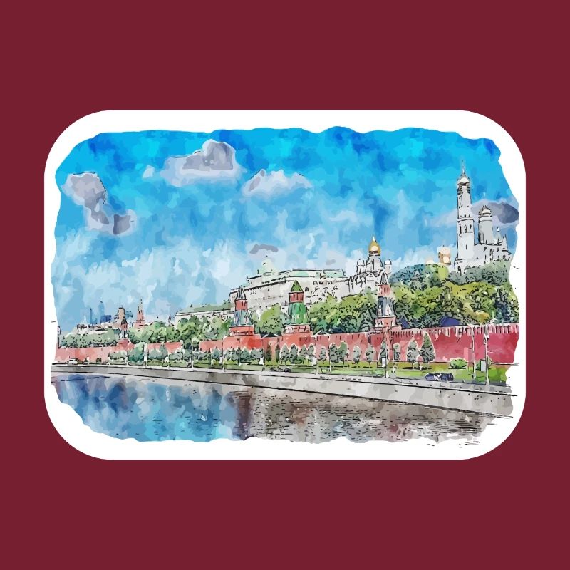 Moscou Russie Aquarelle Sketch Illustration