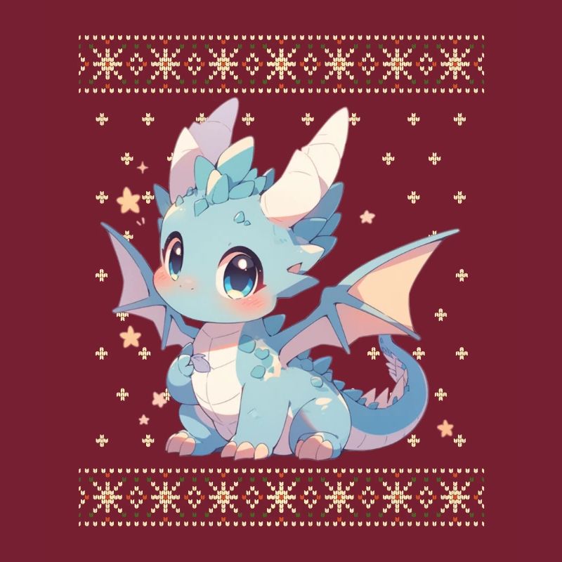 Dragon kawaii dans le style pull de Noël moche