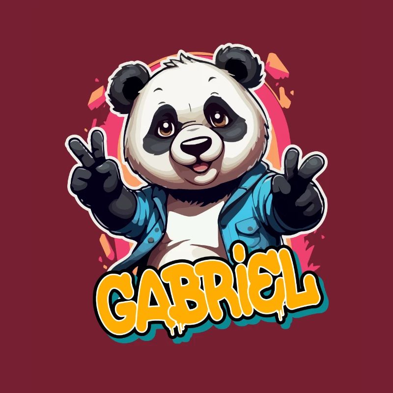 GABRIEL - Handsome boy name with cool panda