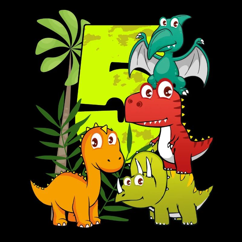 5 year old birthday boy five 5th Dino T-Rex