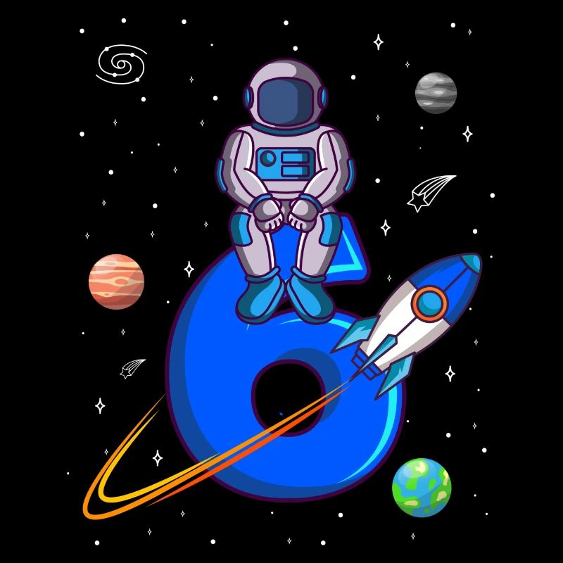 Astronaut 6th Birthday Space Rocket Planet