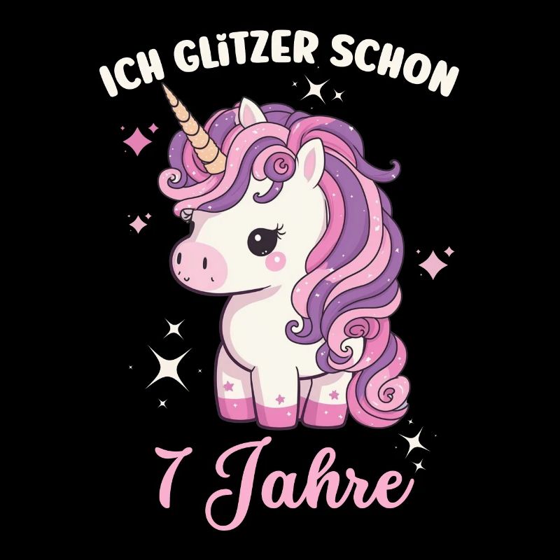 7. Geburtstag, 7 Jahre, Siebenjährige, Einhorn