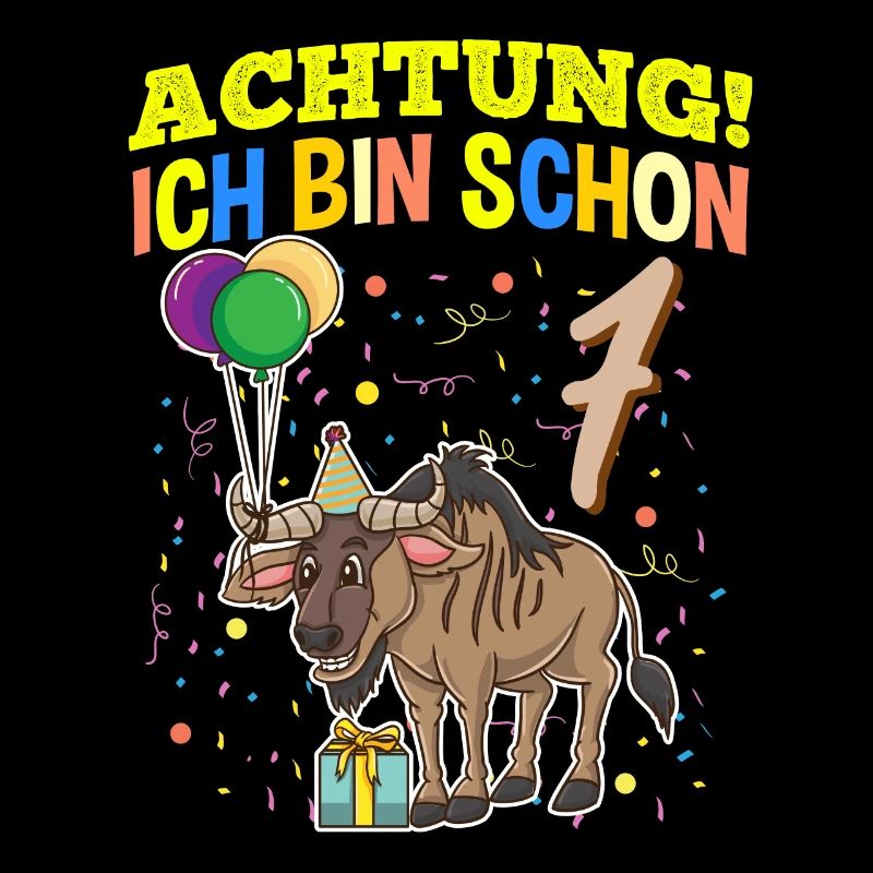 Achtung Ich Bin Schon 7 Tier Geburtstag Gnu