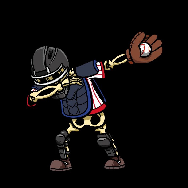 Dabbing Skeleton Catcher Baseball Player
