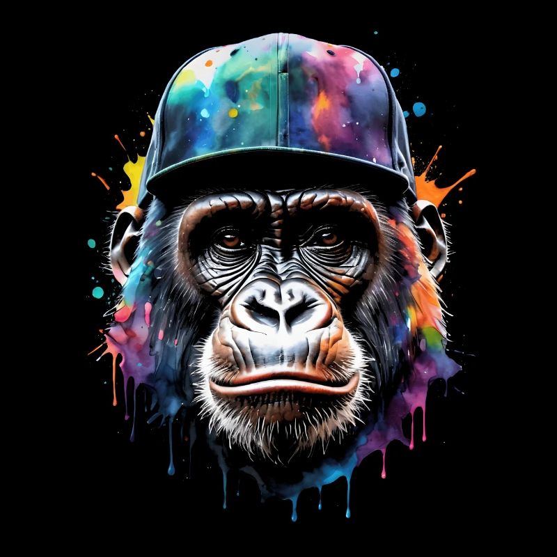 Gorille Snapback Cap Monkey Cool Animal Design Print