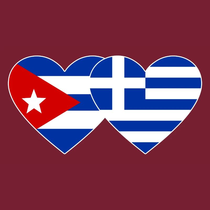 Cuba Grèce Drapeau Coeur