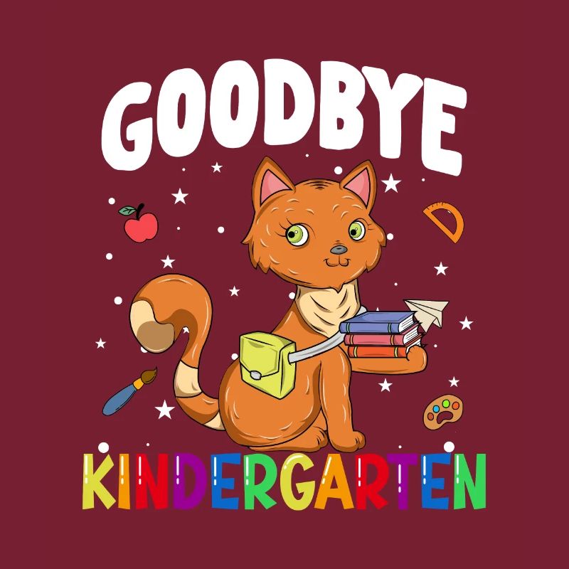Goodbye Kindergarten Katze Einschulung Schule