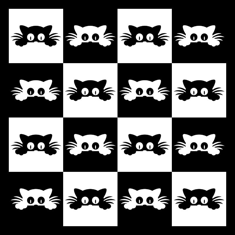 Damier De Chats Mignons Pour Propriétaire De Chats