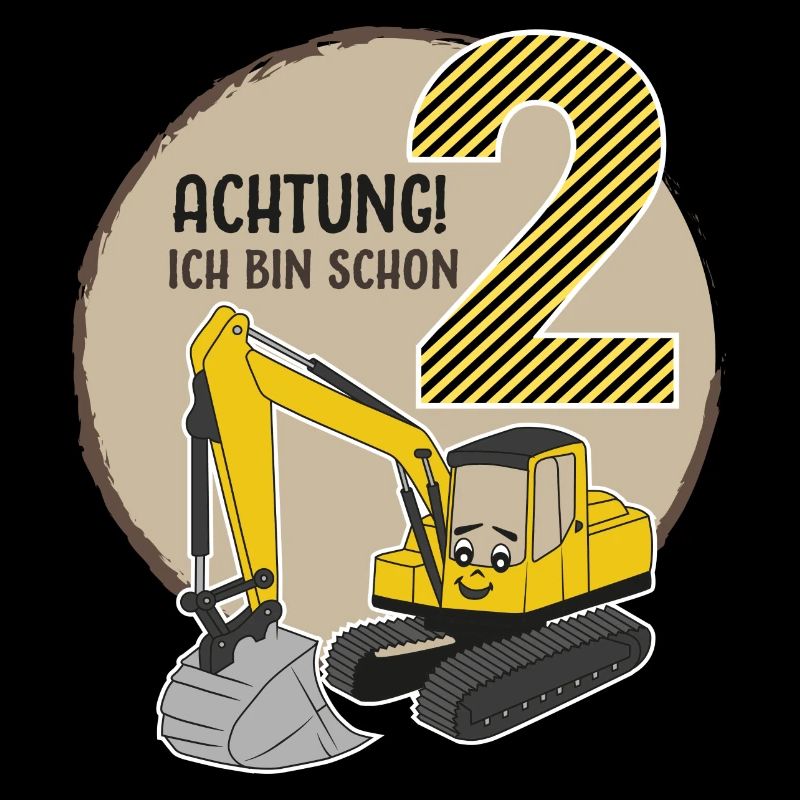 Warning I'm 2 excavators 2 years boy's birthday