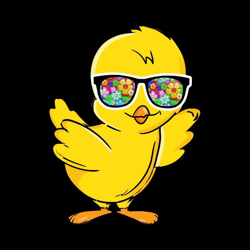Poussin cool avec des fleurs lunettes de soleil