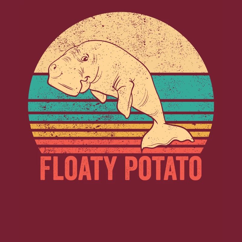Funny Manatee Floaty Potato Retro