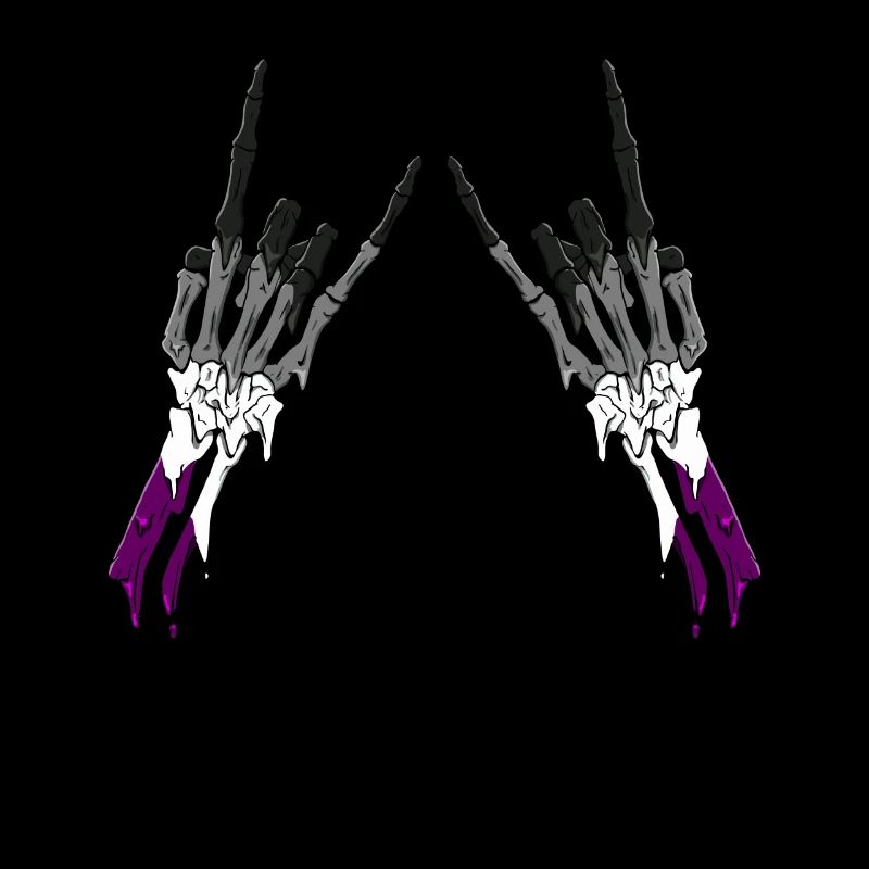 Asexual Pride Ace Flag Devil Horn Skeleton Subtle