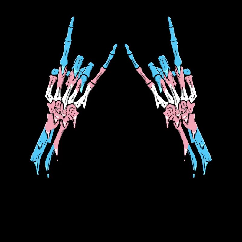 Transgender Pride Trans Flag Devil Horn Skeleton
