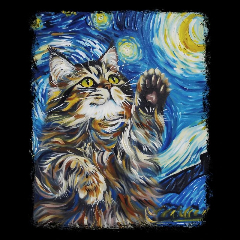 Persische Katze Sternennacht Gemälde