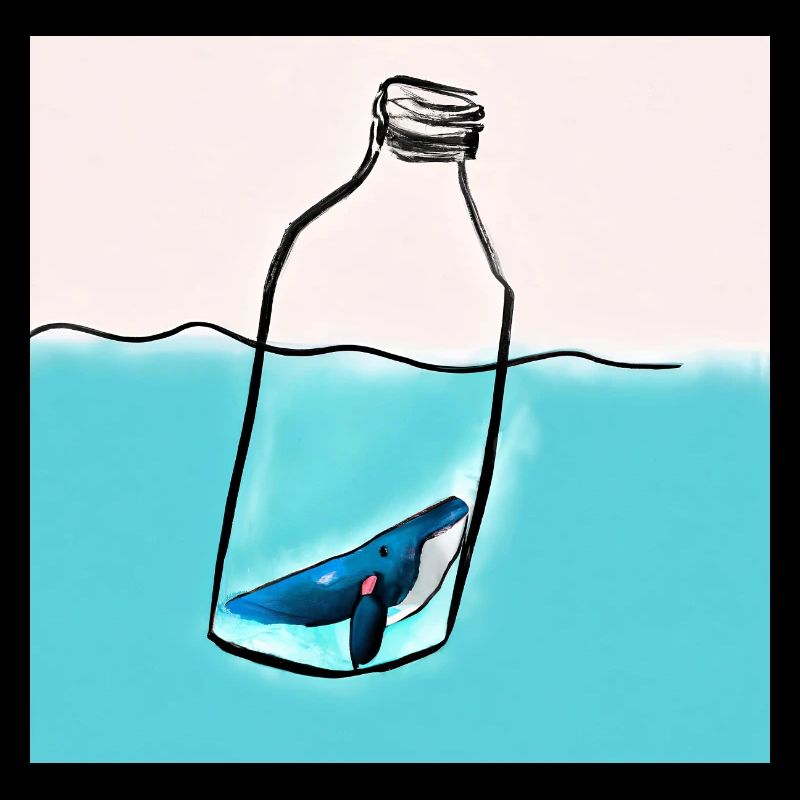 Message in a Bottle, Whale Illustration, Statement