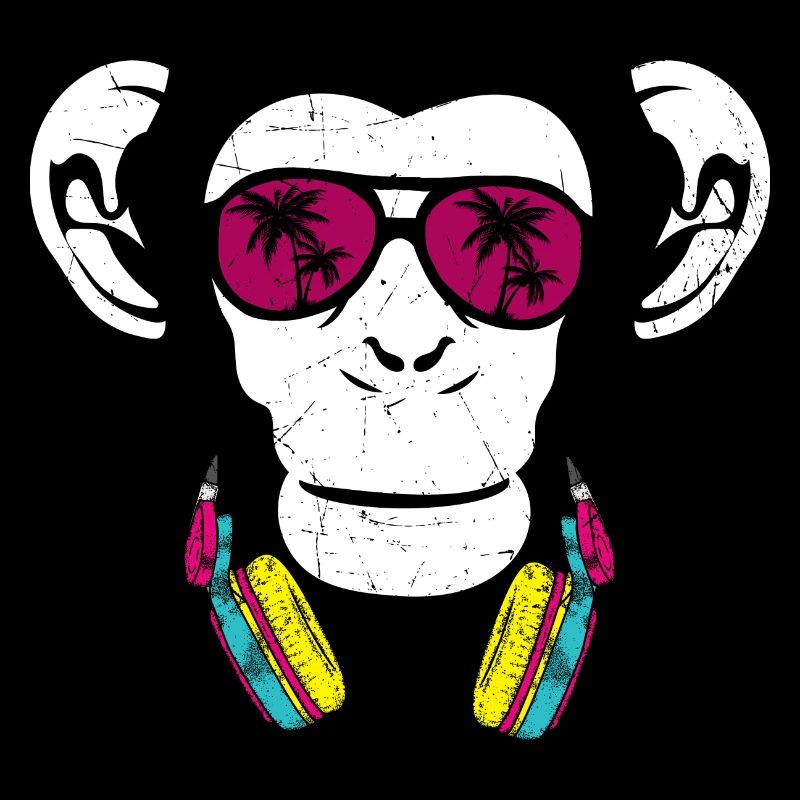 Monkey Cooler Affe DJ Kopfhörer Ausgehen Spaß Part