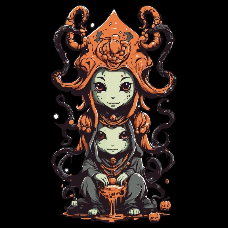 Slimy Cartoon Monster Halloween Point culminant