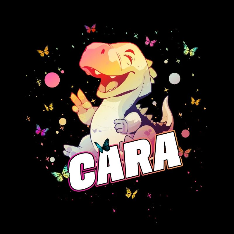 CARA - Schöner MÄDCHEN Name mit süßem DINO T-REX