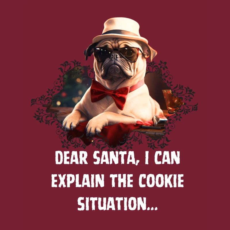 « L’assistant du Père Noël : Carlin avec un penchant pour les biscuits ! »