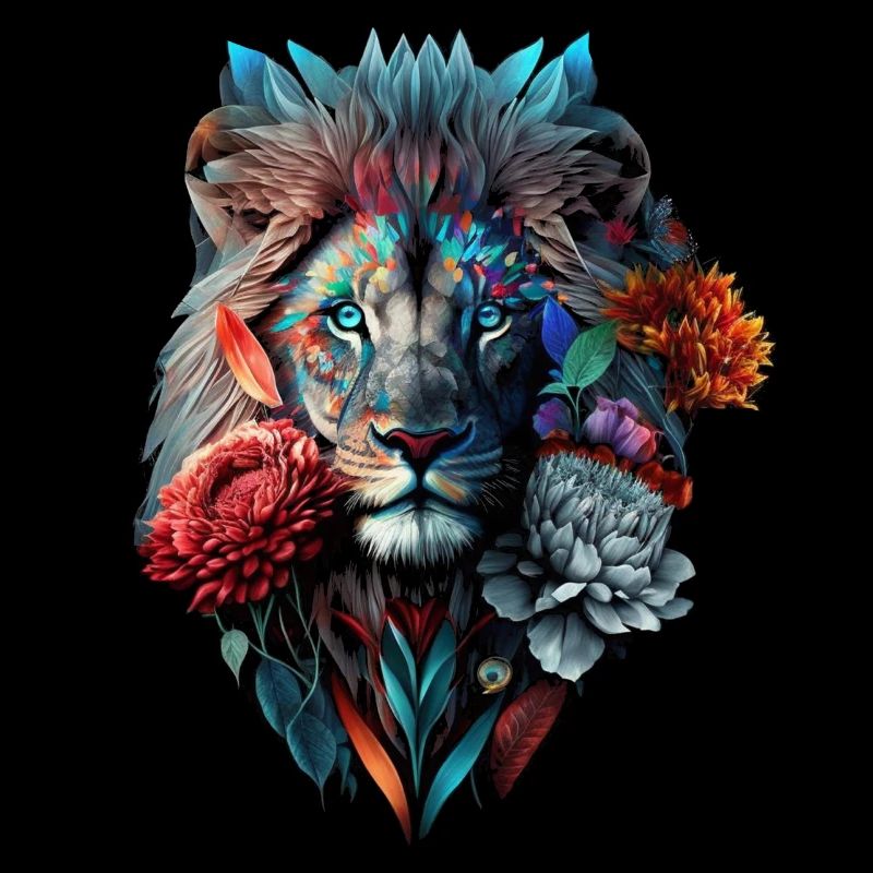 Löwe Polygon Kunst Blumen Tier Geschenk Zoo Motiv