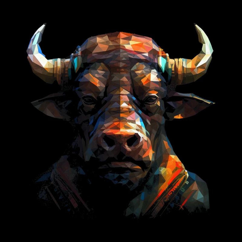 Bison Polygon Bunt Waldtiere Tier Geschenk Tiere