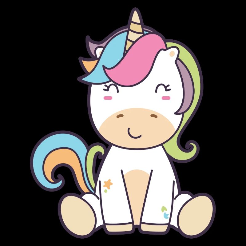 Unicorn: Sitzendes, süsses Einhorn