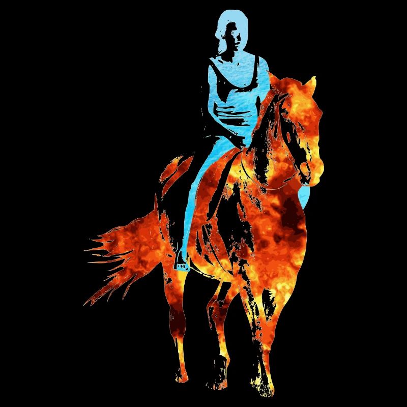 Femme sur un cheval en feu