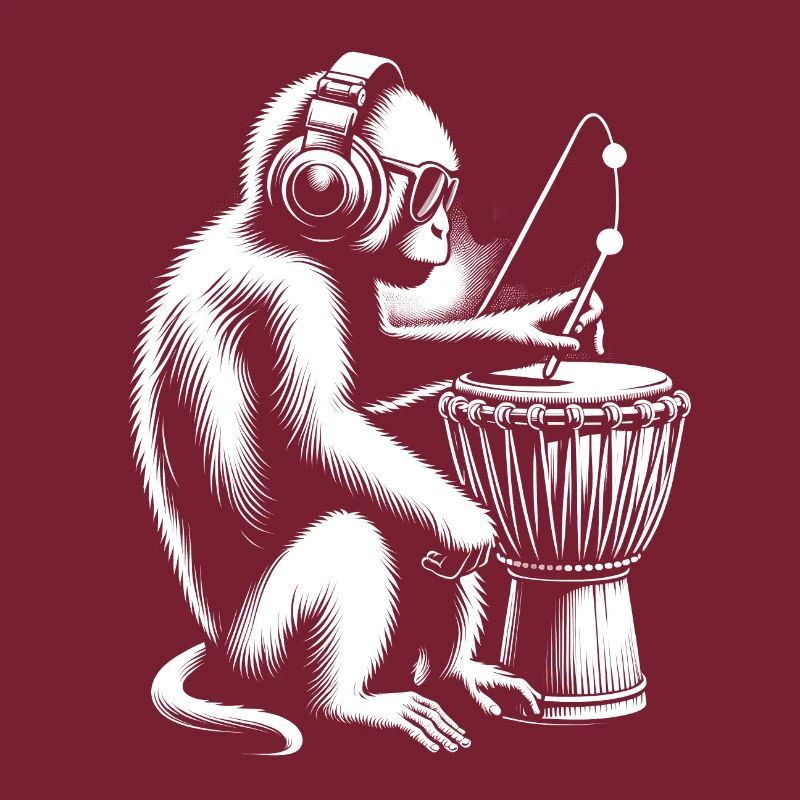 Affe mit Djembe - Djembe-Virtuose