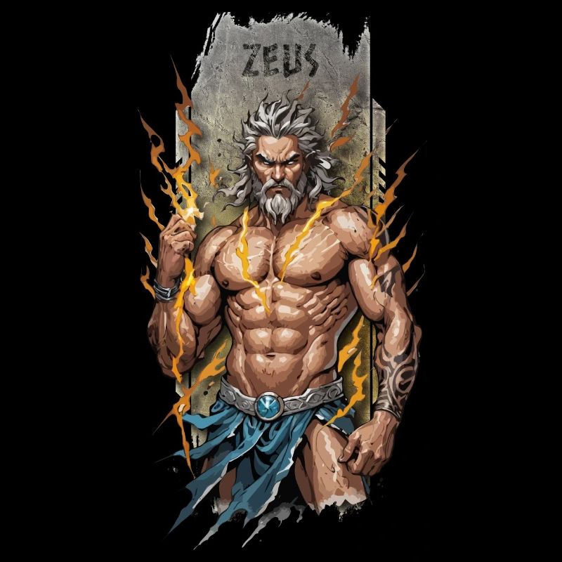 Divine Might: Zeus Wielding the Lightning Bolt