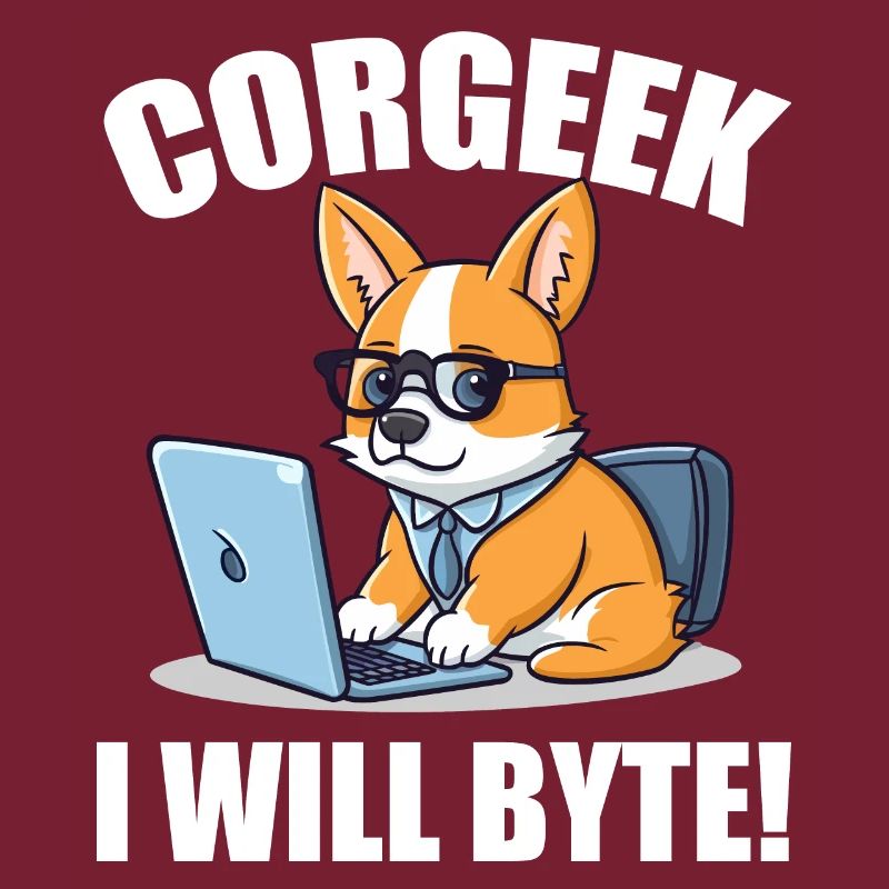 Corgi with glasses I Will Byte computer geek Corgeek