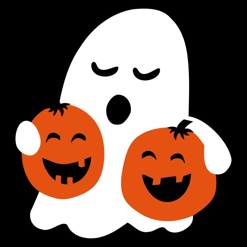 cute ghost with pumpkins