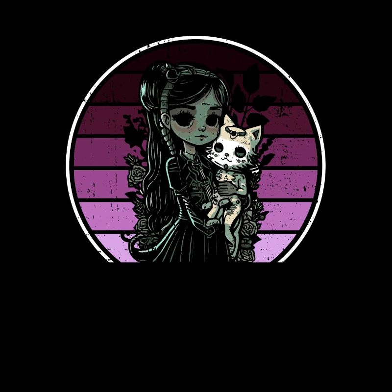 Goth Girl Keeps Skeleton Cat - Gothic