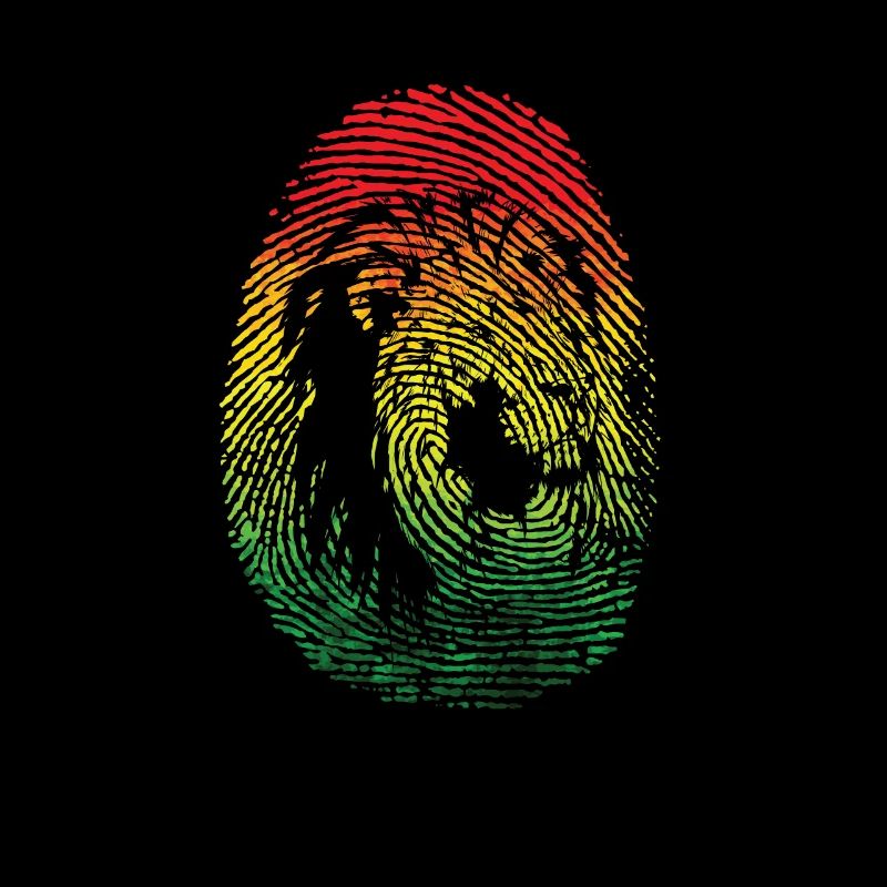 Empreinte digitale avec visage de lion et couleurs d’Afrique