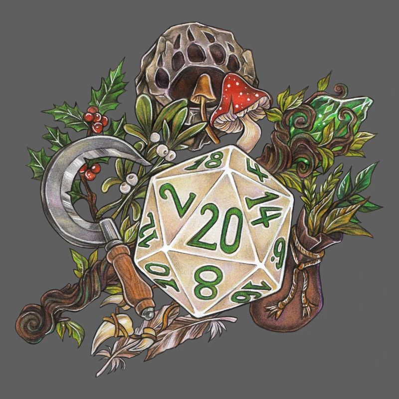 Druide de dés de table D20 pour jeu de rôle