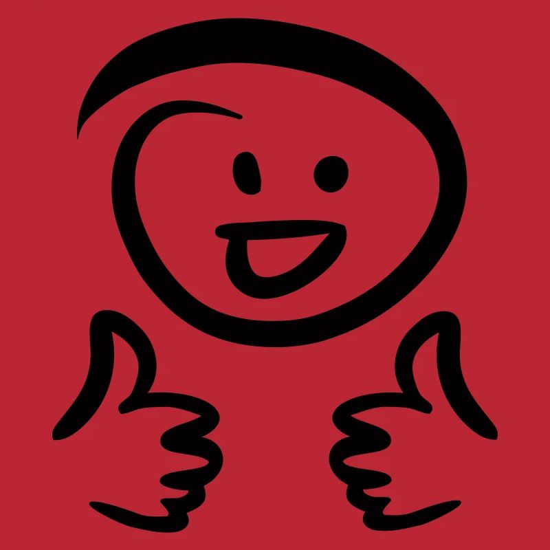 Face laughs, shows two thumbs up. Emoticon.
