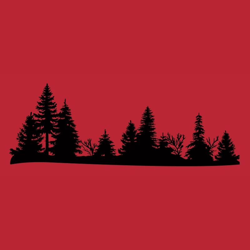Silhouette noire d'une forêt