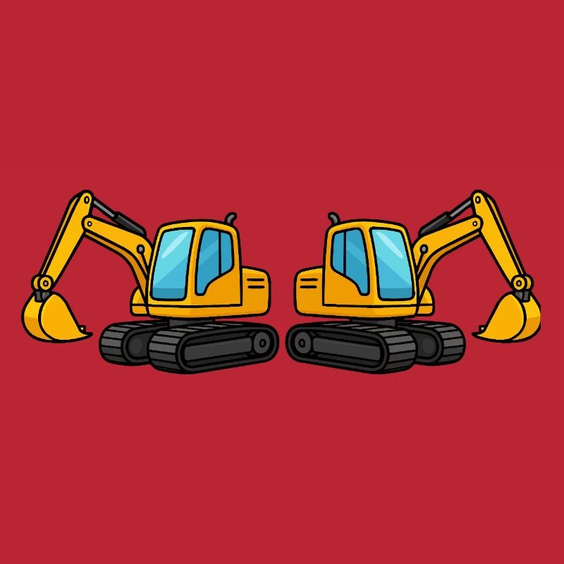 Silhouette de machine de construction double