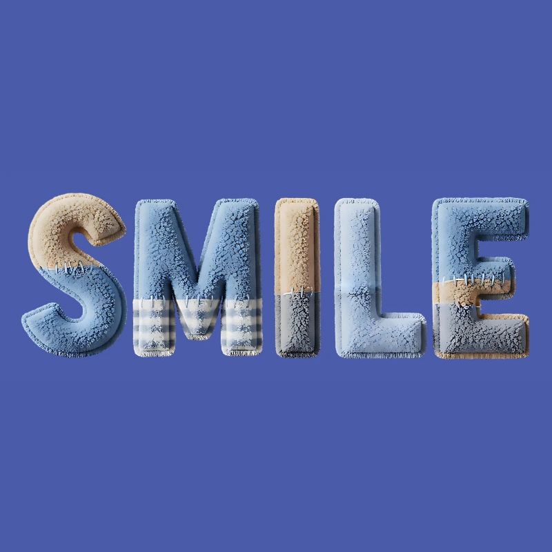 Smile Patchwork Trend Lettering Style Handmade