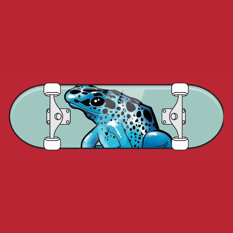 Blue Frog on Skateboard