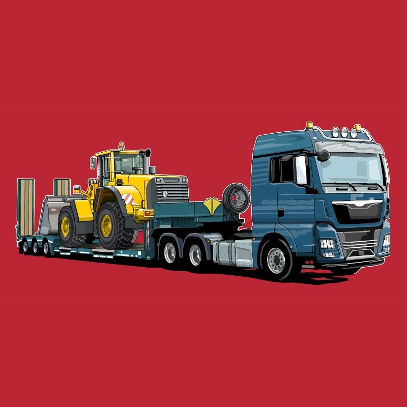 Low-loader with excavator
