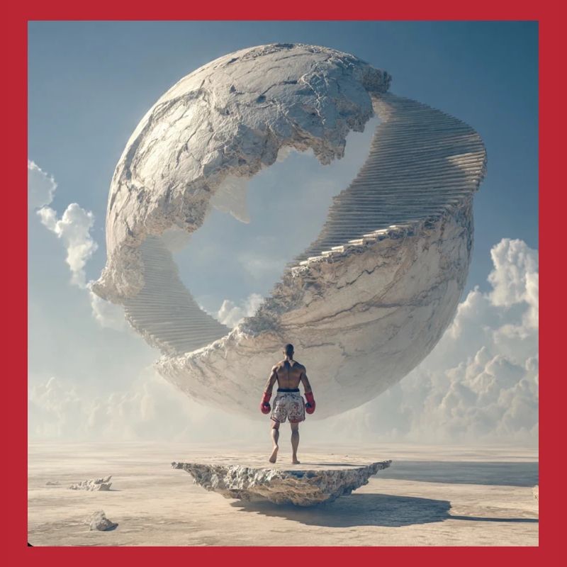 Boxer devant la spirale orbitale