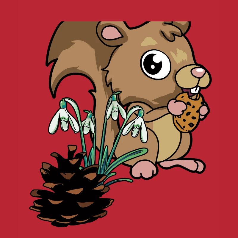 Forest Animals Spring Squirrel Snowdrops