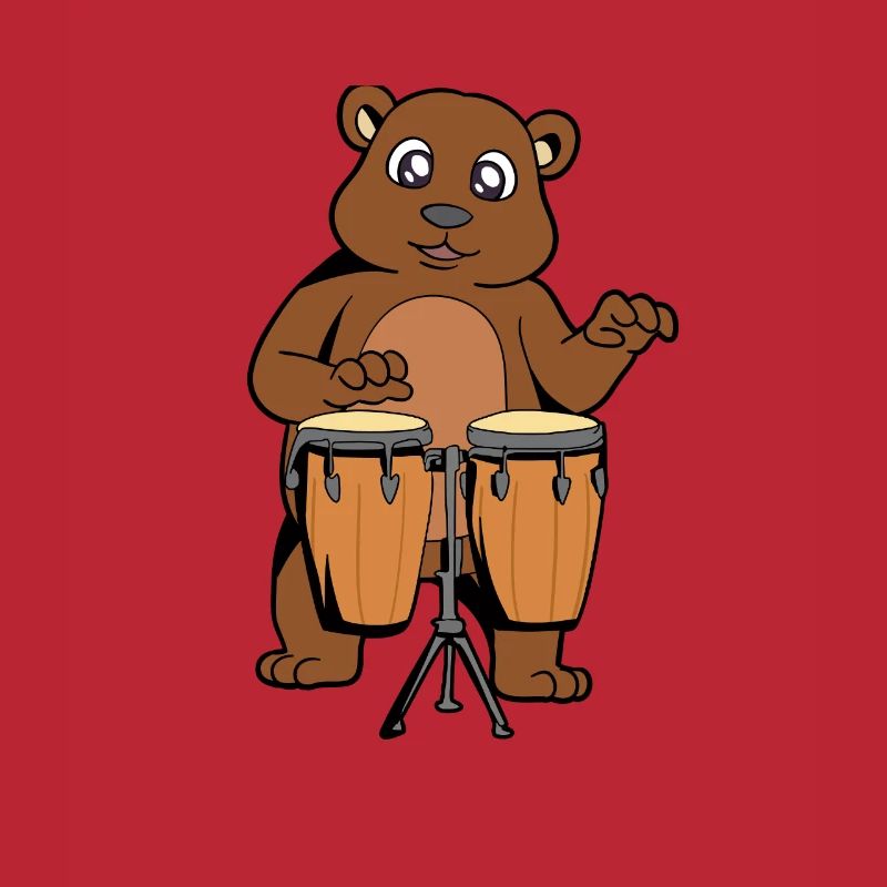 Comic Bär spielt Percussion