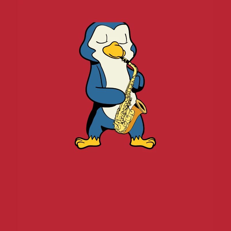 Comic Penguin joue du saxophone