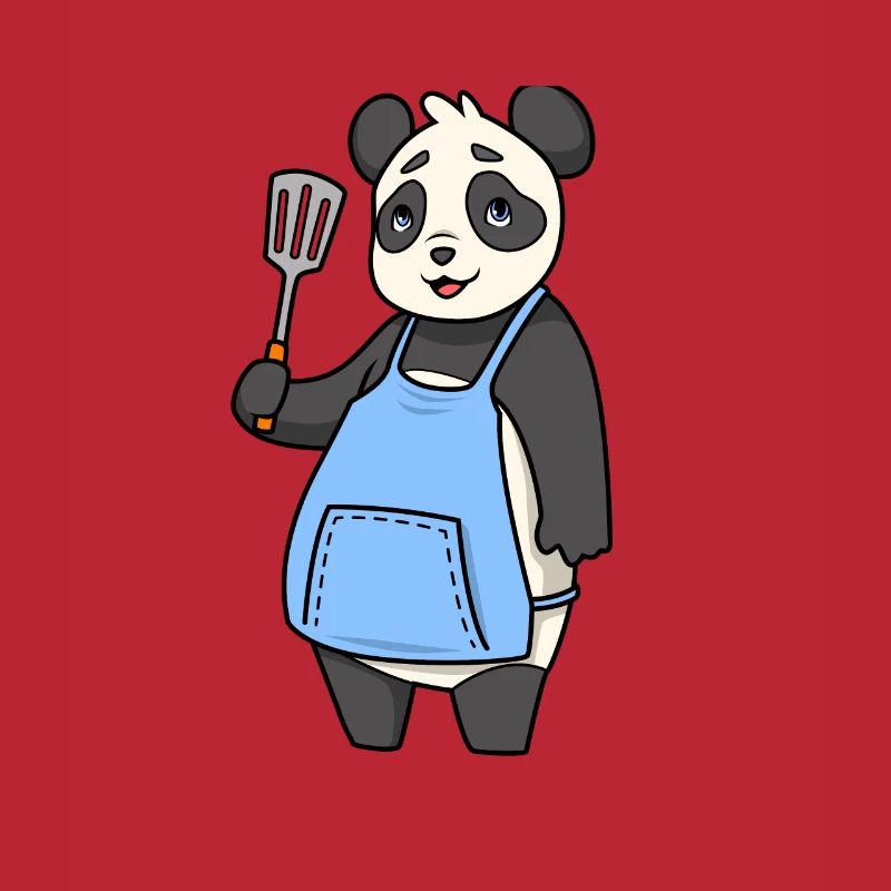 Panda bear is grill master
