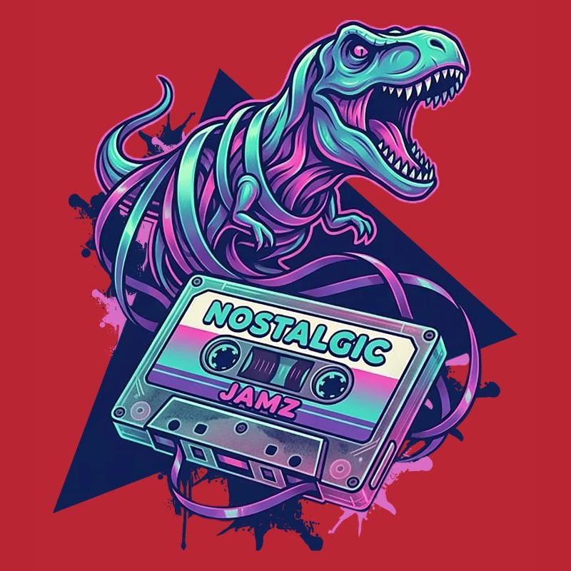 Dinosaur Nostalgic Neon Cassette 80s/90s